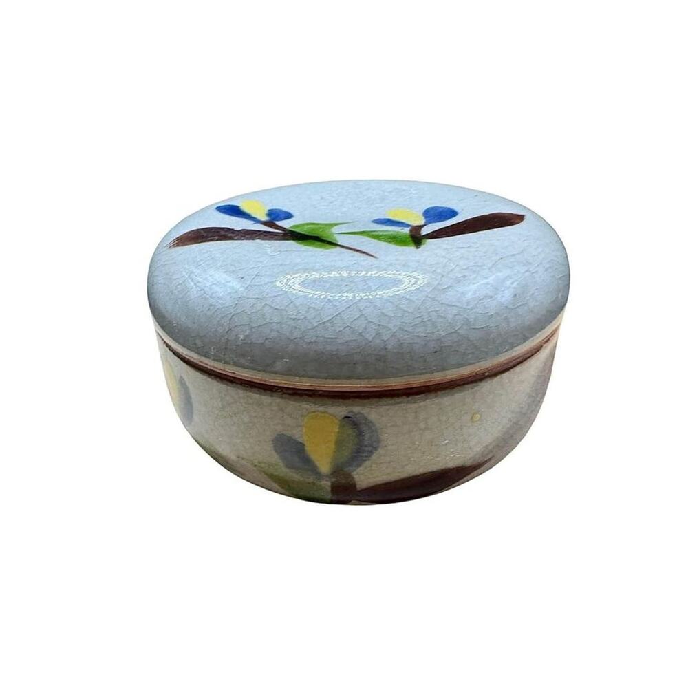 Vintage Floral Pattern Salt Glaze Japan Stoneware Covered Dish